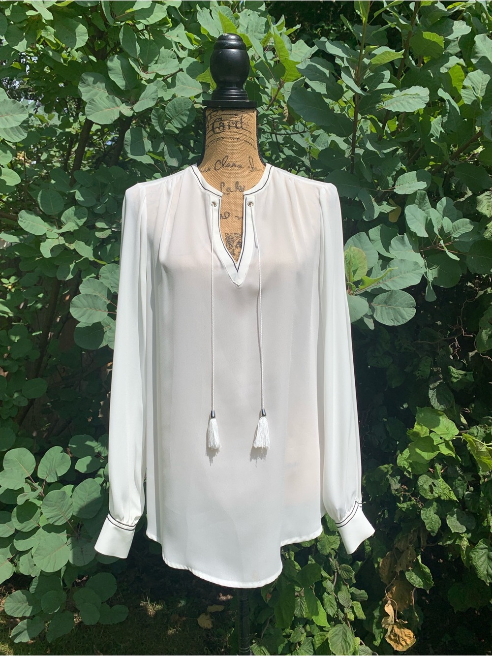 IVANKA TRUMP ladies 100% poly white peasant style blouse size SP NWT